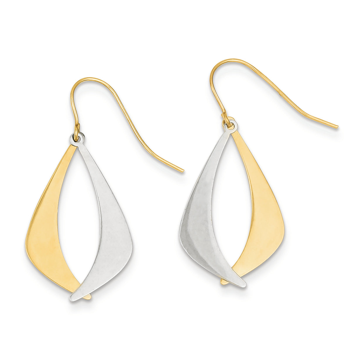 14K Gold Two-tone Polished Fancy Dangle Earrings