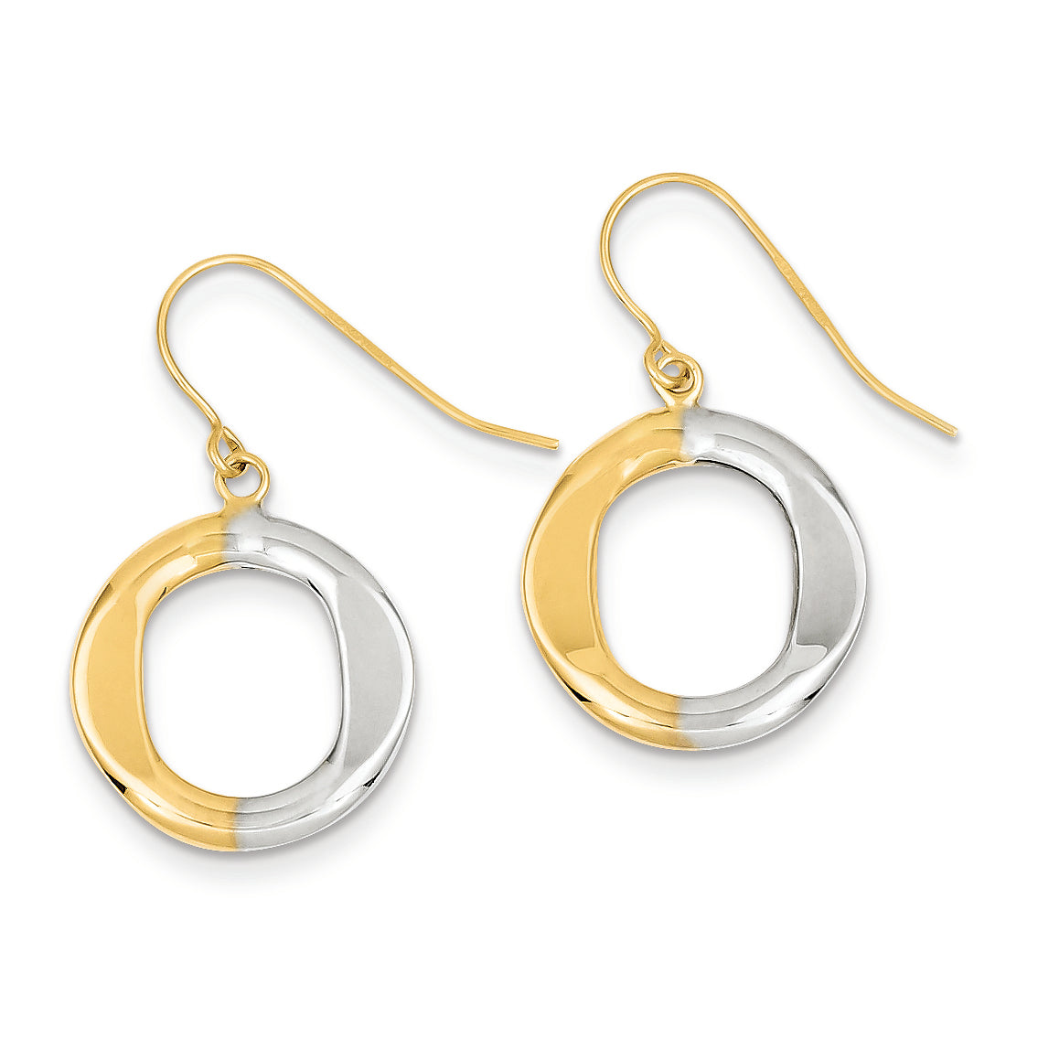 14K Gold & Rhodium Circle Dangle Earrings