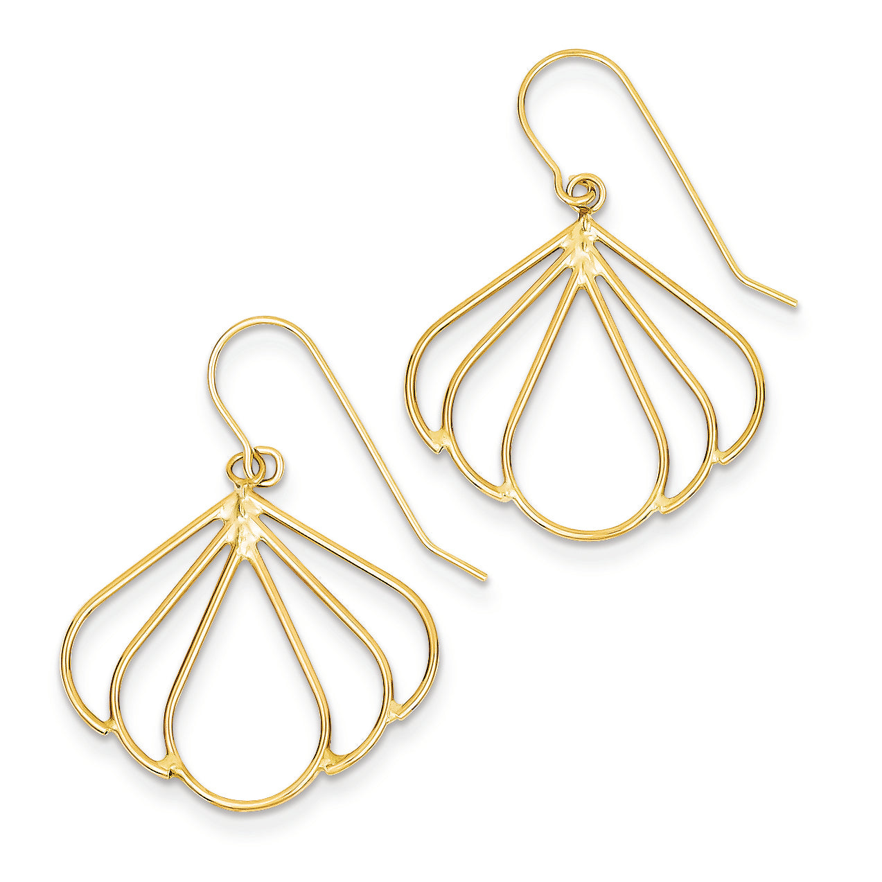 14K Gold Polished Fancy Dangle Earrings