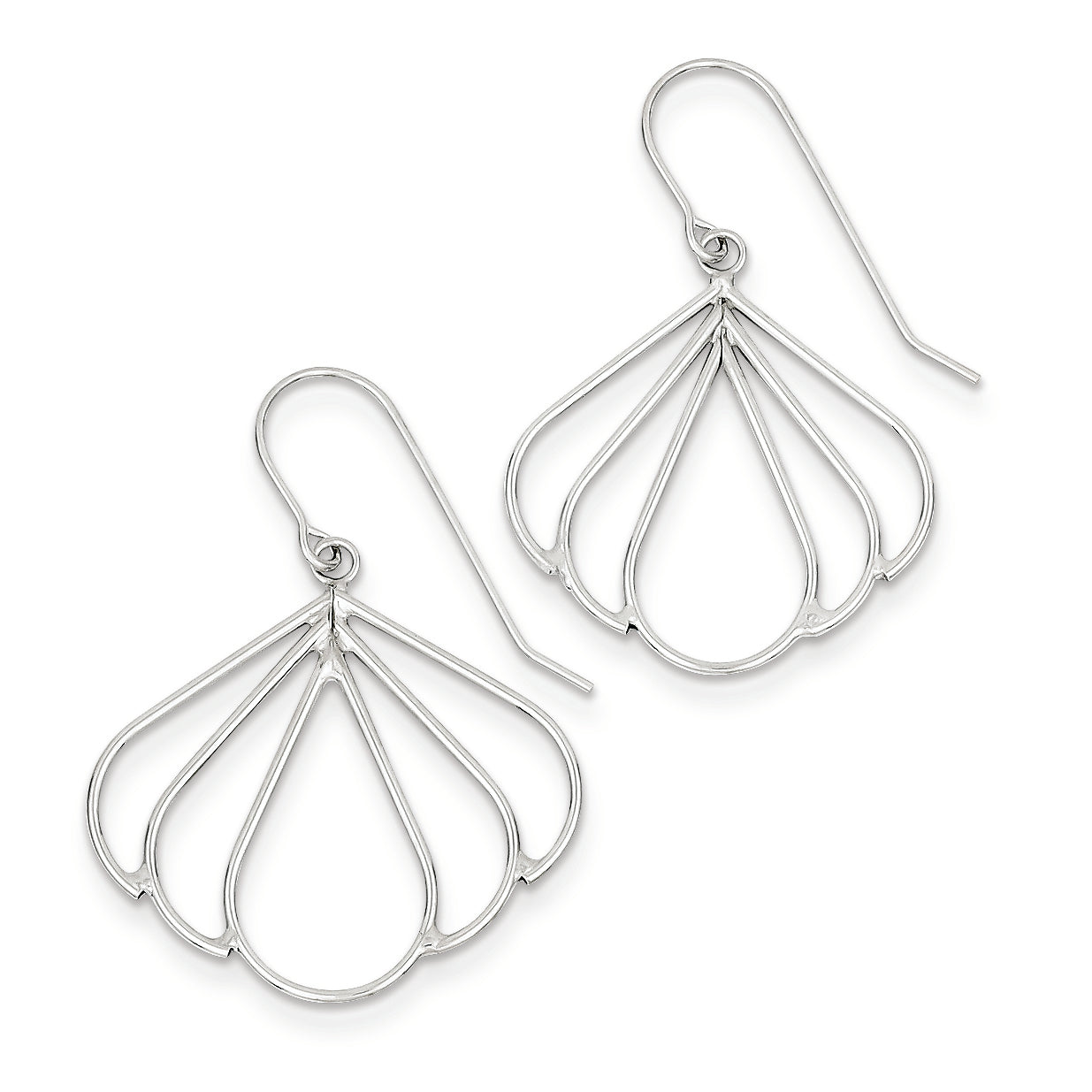 14K White Gold Polished Fancy Dangle Earrings