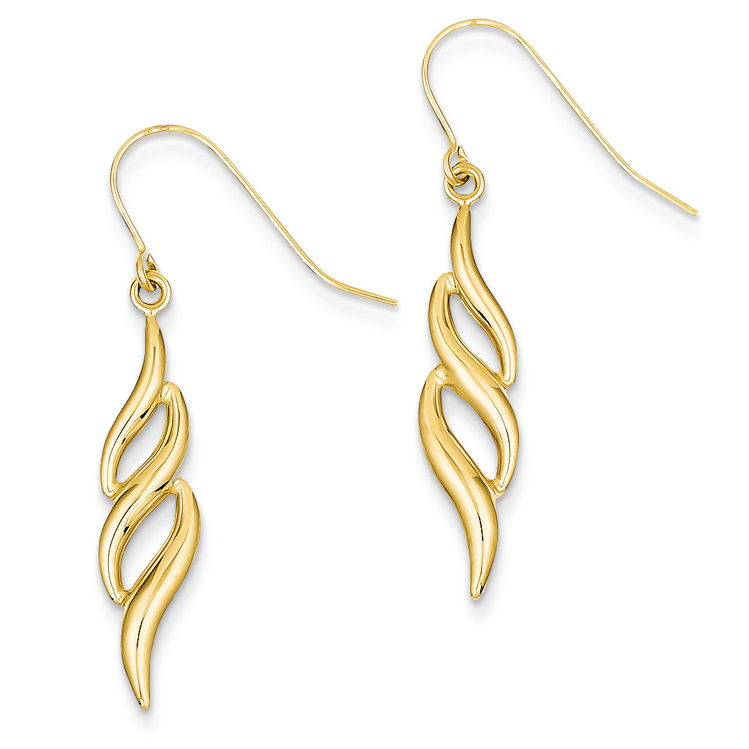 14K Gold Fancy Hollow Dangle Earrings