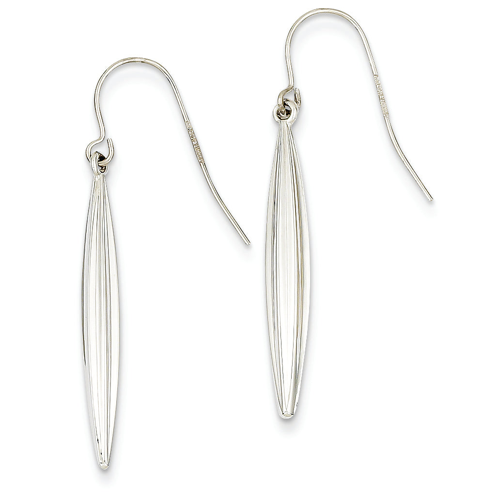 14K White Gold Hollow Fancy Dangle Earrings