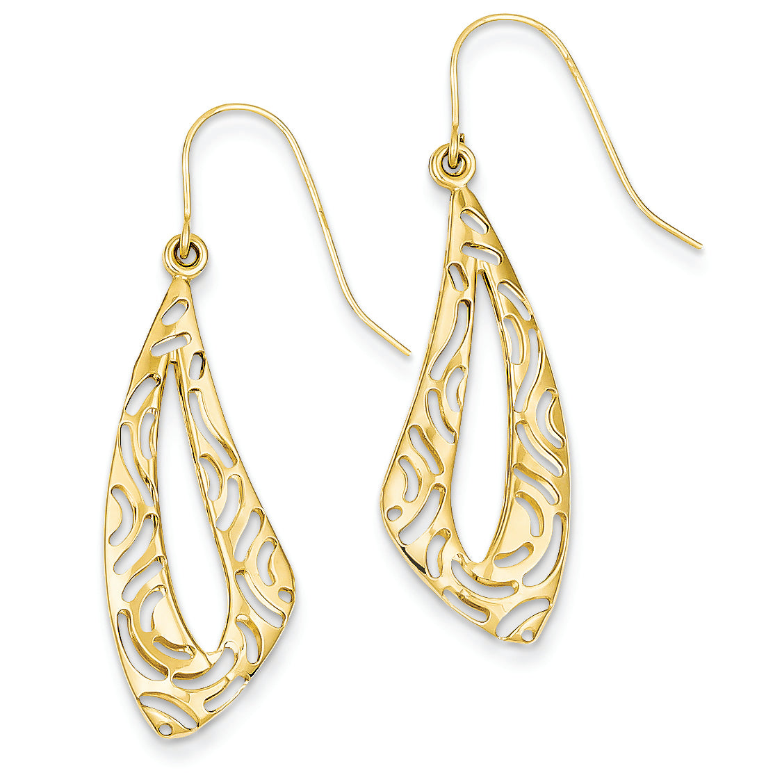14K Gold Polished Fancy Dangle Earrings