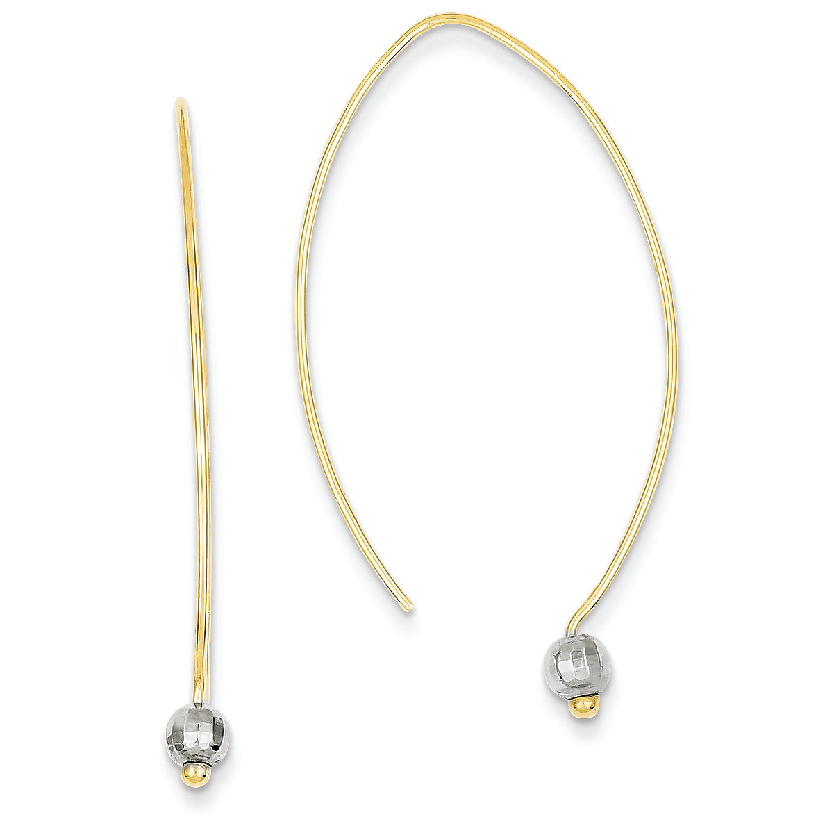 14K Gold Two-tone Threader Earrings