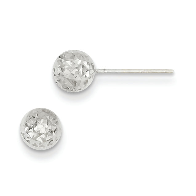 14K White Gold 6mm Ball Post Earrings