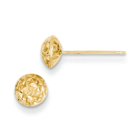 14K Gold 6mm Puff Circle Post Earrings