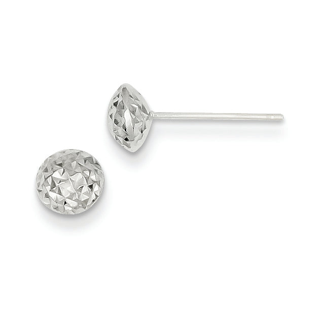 14K White Gold 6mm Circle Puff Post Earrings