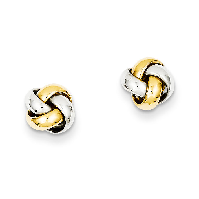 14K Gold Two-tone Knot Post Earrings
