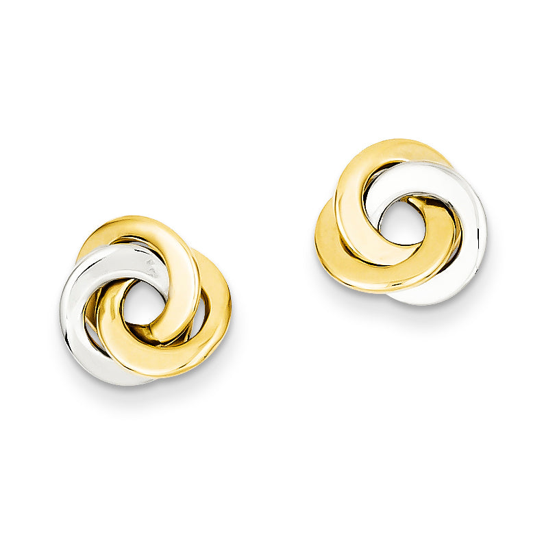14K Gold Two-tone Polished Intertwined Circles Post Earrings