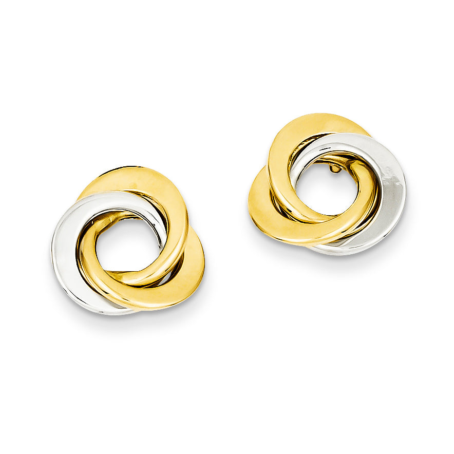 14K Gold Two-tone Polished Intertwined Circles Post Earrings