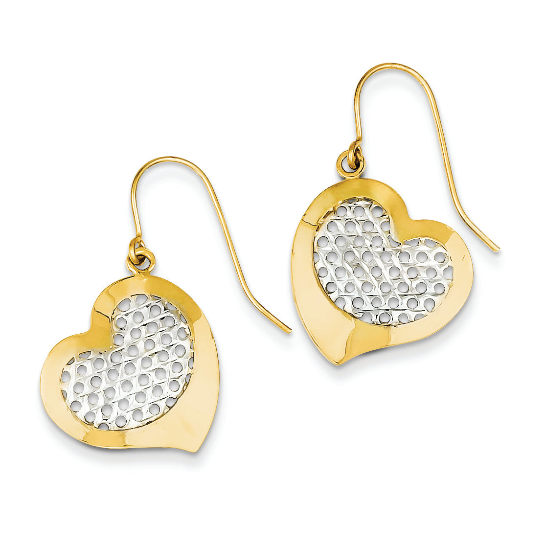 14K Gold & Rhodium Heart Dangle Earrings