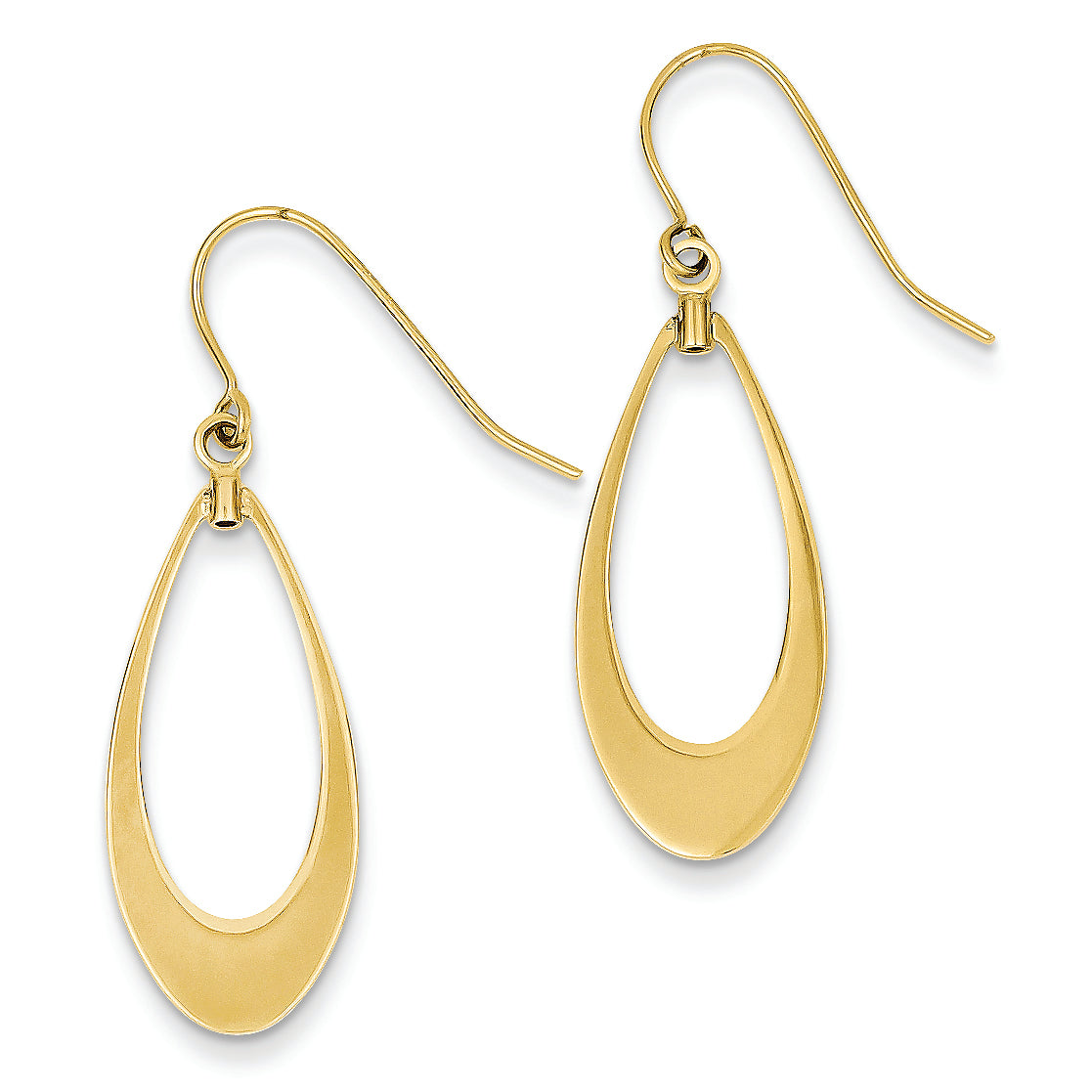 14K Gold Polished Teardrop Dangle Earrings
