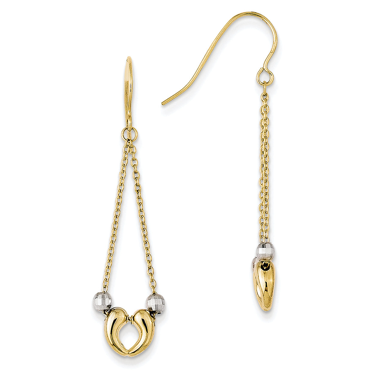 14K Gold Two-tone Fancy Dangle Earrings