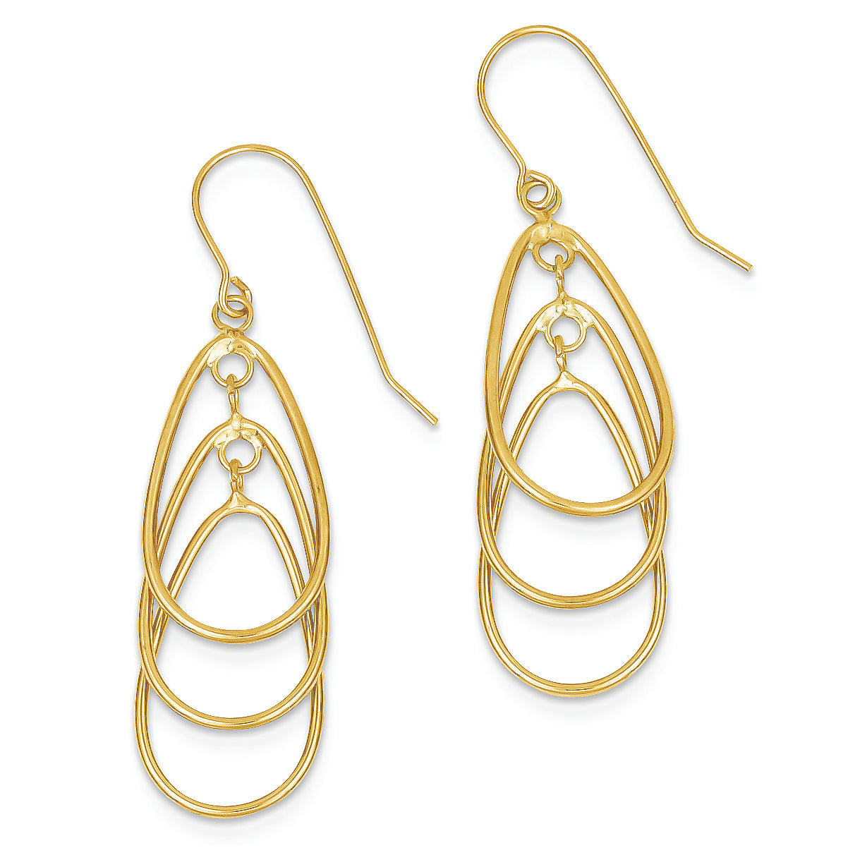 14K Gold Polished Teardrop Dangle Earrings