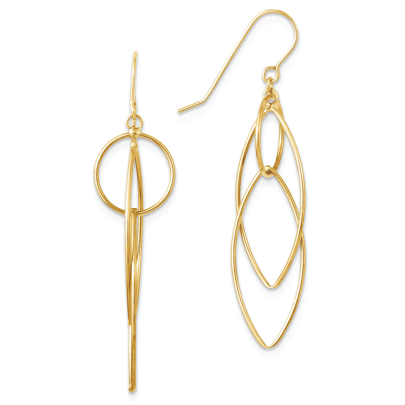 14K Gold Polished Oblong Dangle Earrings
