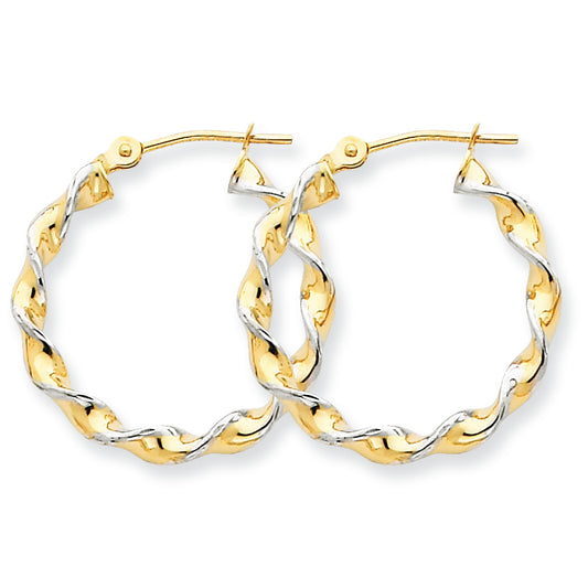 14K Gold Polished 2.75mm Fancy Twisted Hoop Earrings