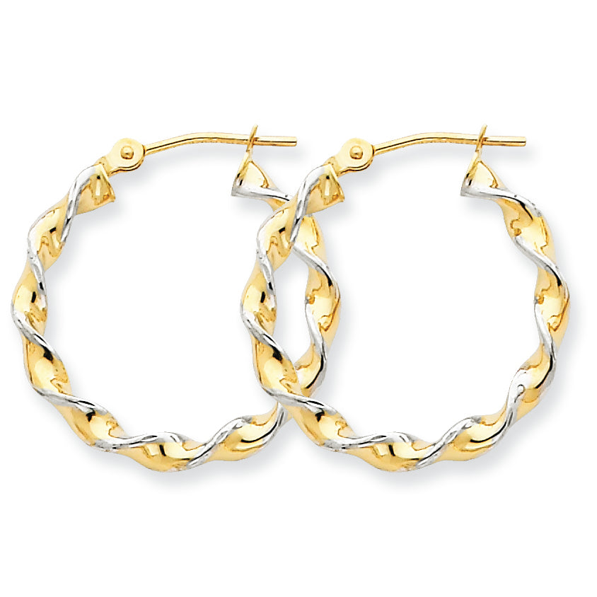 14K Gold Polished 2.75mm Fancy Twisted Hoop Earrings
