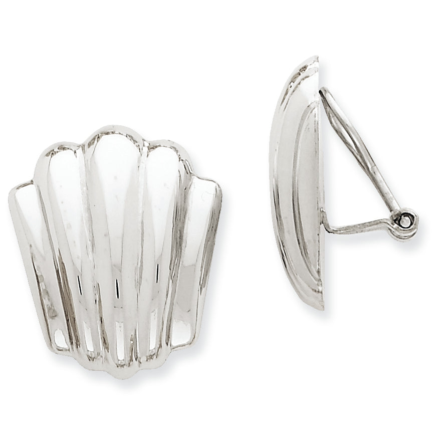 14K White Gold Polished Non-pierced Omega Back Earrings