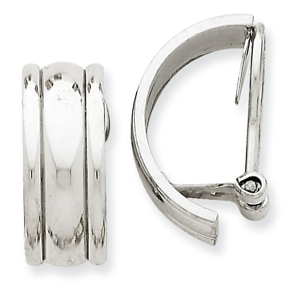 14K White Gold Polished Non-pierced Omega Back Earrings