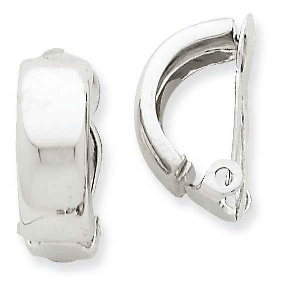 14K White Gold Polished Non-pierced Omega Back Earrings