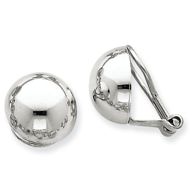 14K White Gold Polished Non-pierced Back Earrings