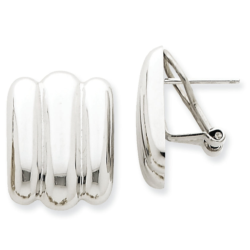 14K White Gold Polished Fancy Omega Back Post Earrings