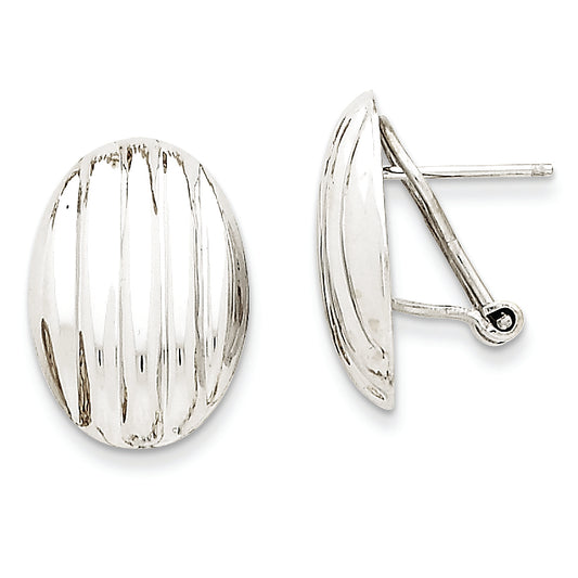 14K White Gold Polished Fancy Omega Back Post Earrings