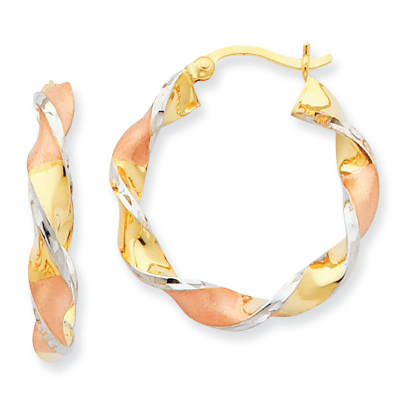 14K Gold & Rhodium Twisted Hoop Earrings