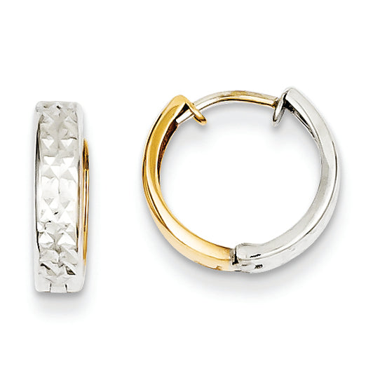 14K Gold Two-tone Diamond-cut Hoop Earrings
