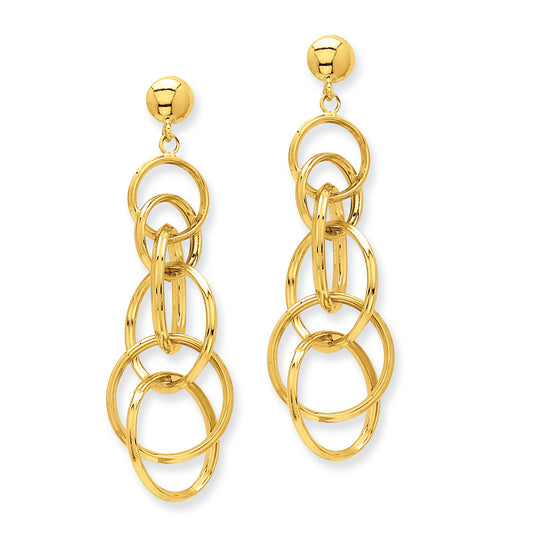 14K Gold Circle Drop Post Earrings