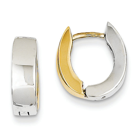 14K Gold Two-tone Polished Hinged Hoop Earrings