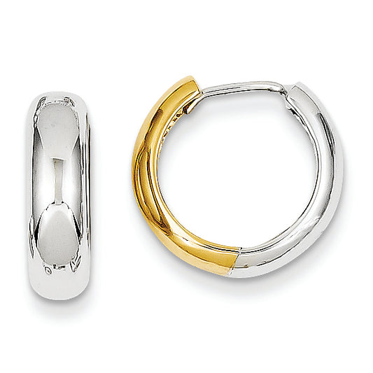 14K Gold Two-tone Huggie Earrings