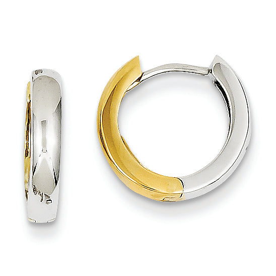 14K Gold Two-tone Hinged Hoop Earrings