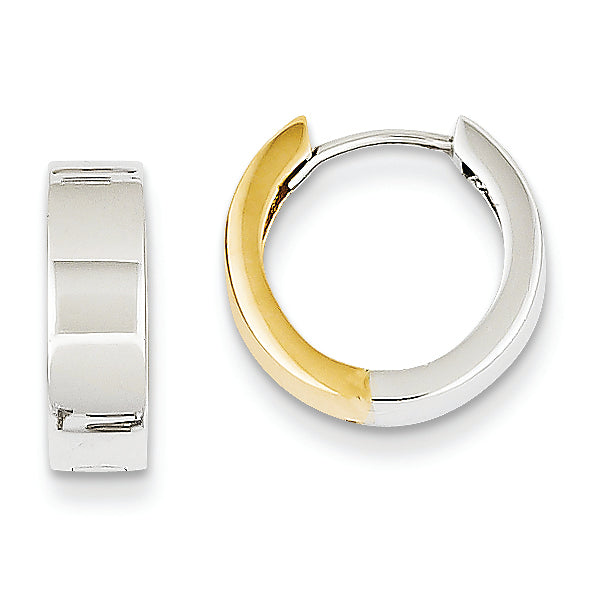 14K Gold Two-tone Hinged Hoop Earrings