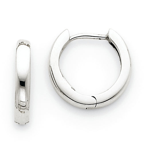 14K White Gold Hinged Hoop Earrings