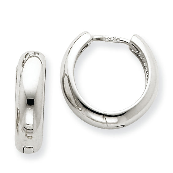 14K White Gold Hinged Hoop Earrings