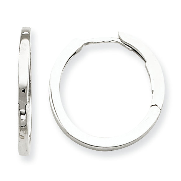 14K White Gold Hinged Hoop Earrings