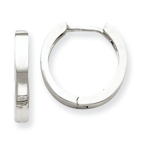 14K White Gold Hinged Hoop Earrings