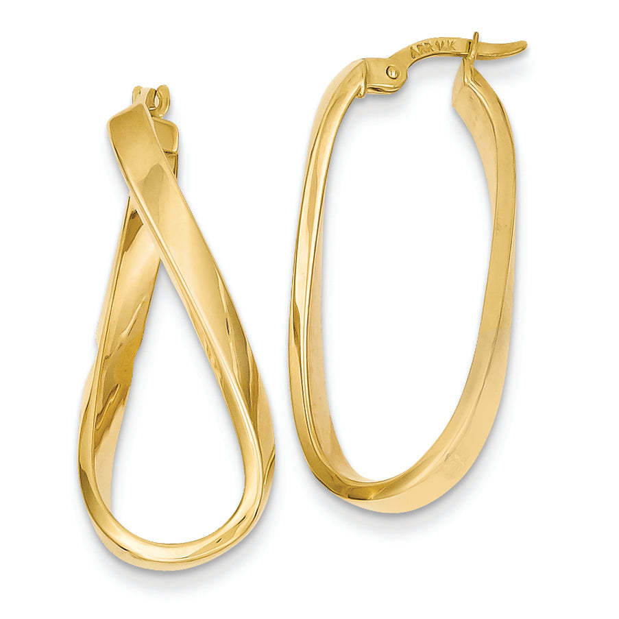 14K Gold Wavy Hoop Earring