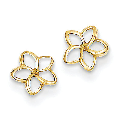 14K Gold Plumeria Post Earrings