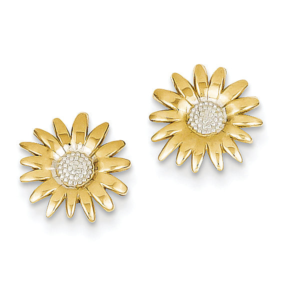 14K Gold & Rhodium Mini Daisy Post Earrings