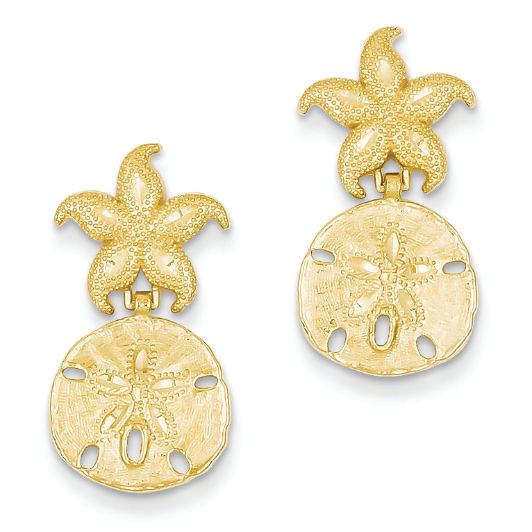 14K Gold Yellow Gold Diamond Cut Nautical Post Dangle Earrings
