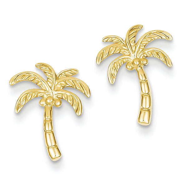 14K Gold Palm Tree Post Earrings