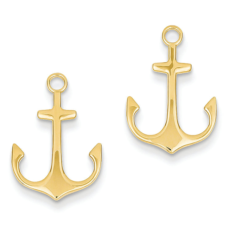 14K Gold Polished Anchor Post Earrings