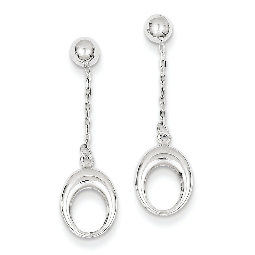 14K White Gold Fancy Dangle Post Earrings