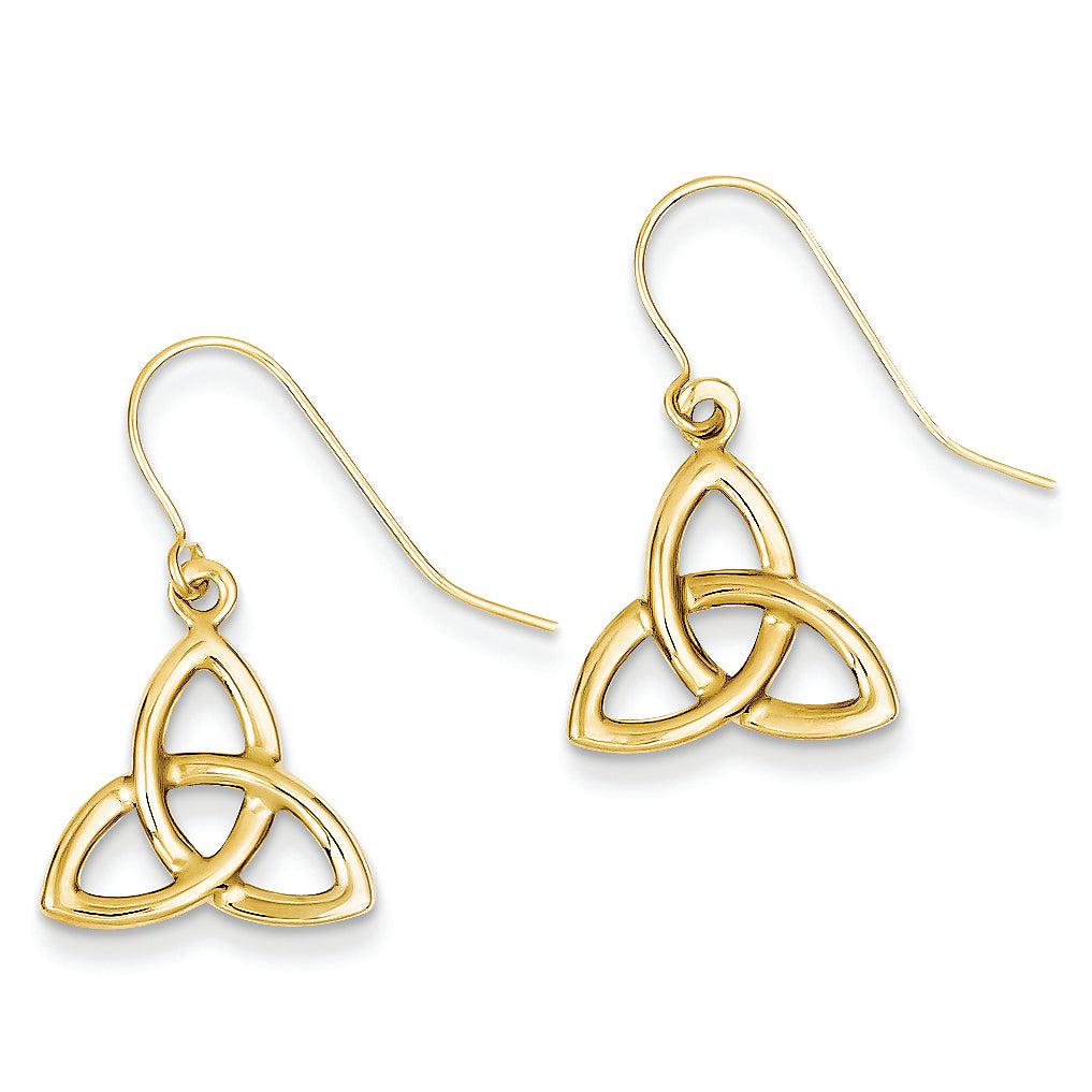 14K Gold Polished Trinity Hollow Dangle Earrings