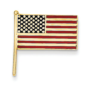 14K Gold Enameled Flag Tie Tac