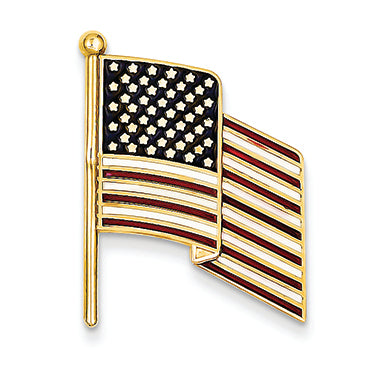 14K Gold Enameled Flag Pin Charm