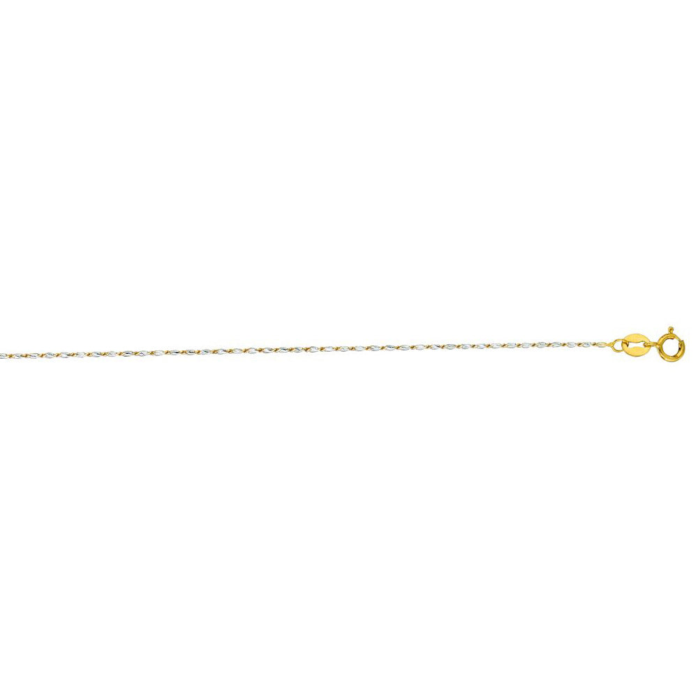 14K Solid Two Tone Lumina Chain Necklace 0.8mm thick 18 Inches