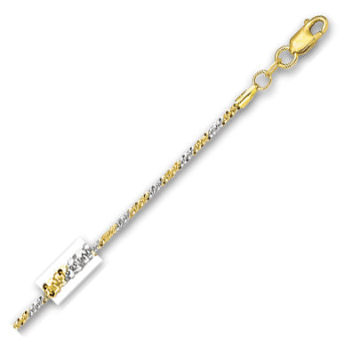 14K Solid Two-Tone Gold Sparkle chain 1mm thick 18 Inches
